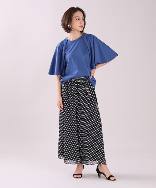 INED(イネド)の「フリルスリーブカットソー(Tシャツ/カットソー・レディース・ブルー/キャメル/スミクロ・9号)」の7枚目の写真