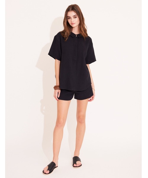 ALEXIA STAM（アリシアスタン）の「Cotton Gauze Shirt /コットンガーゼシャツ（シャツ/ブラウス・レディース・ホワイト/ブラック/パープル・FREE）」の14枚目の写真