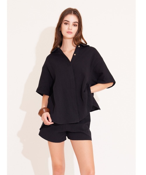 ALEXIA STAM（アリシアスタン）の「Cotton Gauze Shirt /コットンガーゼシャツ（シャツ/ブラウス・レディース・ホワイト/ブラック/パープル・FREE）」の19枚目の写真