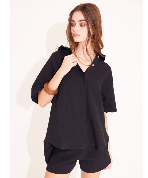 ALEXIA STAM（アリシアスタン）の「Cotton Gauze Shirt /コットンガーゼシャツ（シャツ/ブラウス・レディース・ホワイト/ブラック/パープル・FREE）」の20枚目の写真