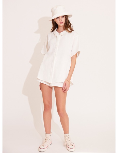 ALEXIA STAM（アリシアスタン）の「Cotton Gauze Shirt /コットンガーゼシャツ（シャツ/ブラウス・レディース・ホワイト/ブラック/パープル・FREE）」の5枚目の写真