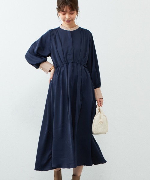 natural couture(ナチュラルクチュール)の「WEB限定カラー有り/2022AW/パール釦シャツワンピース(ワンピース・レディース・ネイビー/ブルー/モカ/その他1/その他2/その他3・FREE)」の8枚目の写真
