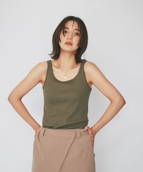 RIVE DROITE（リヴドロワ）の「スクエア風テレコタンク（タンクトップ・レディース・ライトグレー/ブラック/カーキ/グレー系その他・FREE）」の12枚目の写真