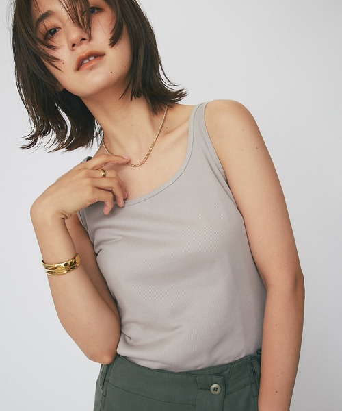 RIVE DROITE（リヴドロワ）の「スクエア風テレコタンク（タンクトップ・レディース・ライトグレー/ブラック/カーキ/グレー系その他・FREE）」の9枚目の写真