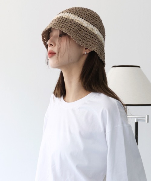 FOLLOWIN（フォロウィン）の「デイリー２トーンラインサマーバケットハット（ハット・レディース・ブラック/ベージュ/ブラウン/グレー/クリーム・FREE）」の9枚目の写真