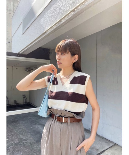 MOUSSY(マウジー)の「STRIPED KNIT タンク(タンクトップ・レディース・ブルー/ブラウン/レッド・FREE)」の16枚目の写真