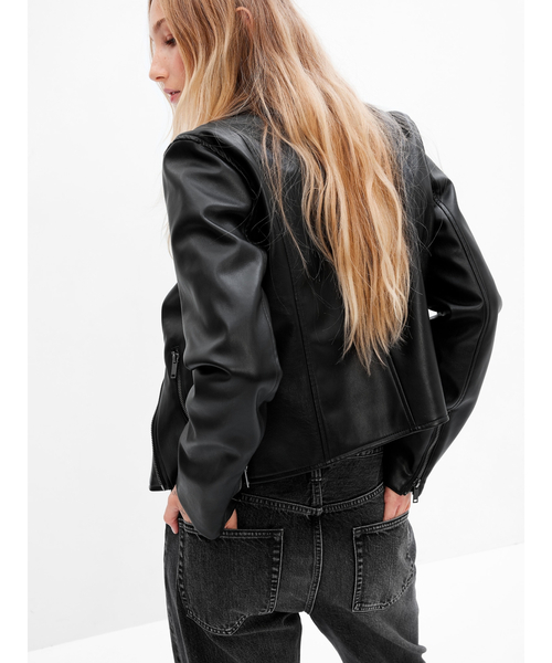 GAP（ギャップ）の「フェイクレザー ライダースジャケット（ライダースジャケット・レディース・ブラック・S/M/L/XS/XXS）」の3枚目の写真