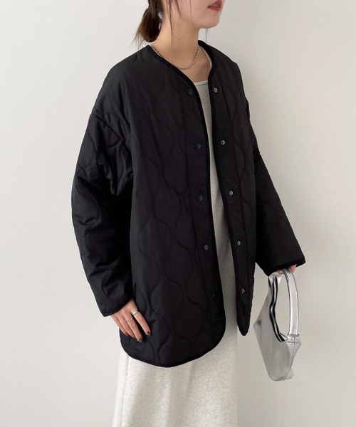 EPIMI E'PIMMY（エピミエピミー）の「キルティングミディコート（ミリタリージャケット・レディース・ブラック/カーキ/アイボリー・MEDIUM）」の16枚目の写真