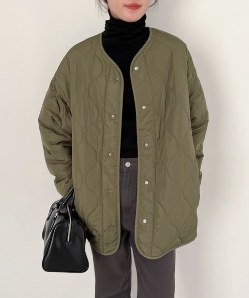 EPIMI E'PIMMY（エピミエピミー）の「キルティングミディコート（ミリタリージャケット・レディース・ブラック/カーキ/アイボリー・MEDIUM）」の20枚目の写真