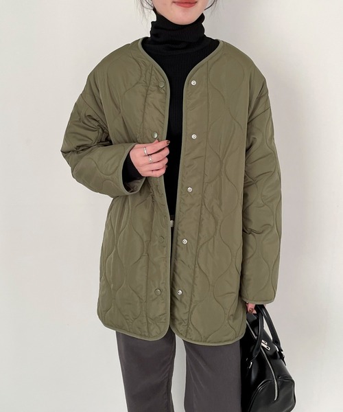 EPIMI E'PIMMY（エピミエピミー）の「キルティングミディコート（ミリタリージャケット・レディース・ブラック/カーキ/アイボリー・MEDIUM）」の22枚目の写真