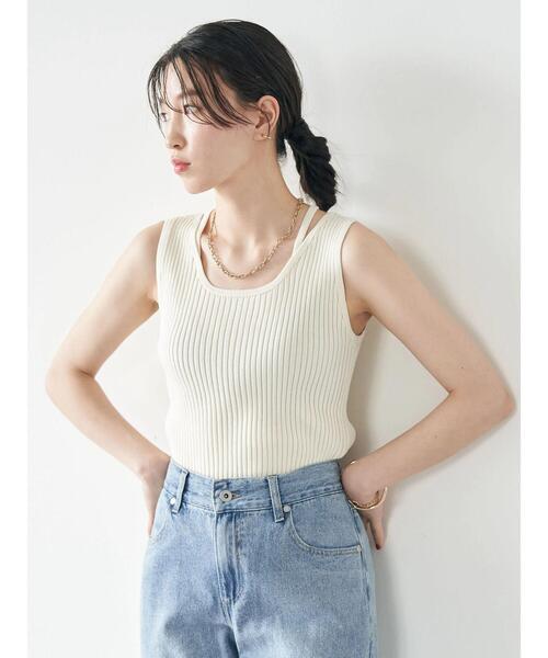 earth music&ecology（アースミュージックアンドエコロジー）の「リサイクルポリエステルブレンドニットタンクトップ（タンクトップ・レディース・アイボリー/ブラック/モカ/ブルーグレー・S/M）」の17枚目の写真