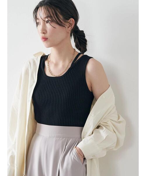 earth music&ecology（アースミュージックアンドエコロジー）の「リサイクルポリエステルブレンドニットタンクトップ（タンクトップ・レディース・アイボリー/ブラック/モカ/ブルーグレー・S/M）」の21枚目の写真