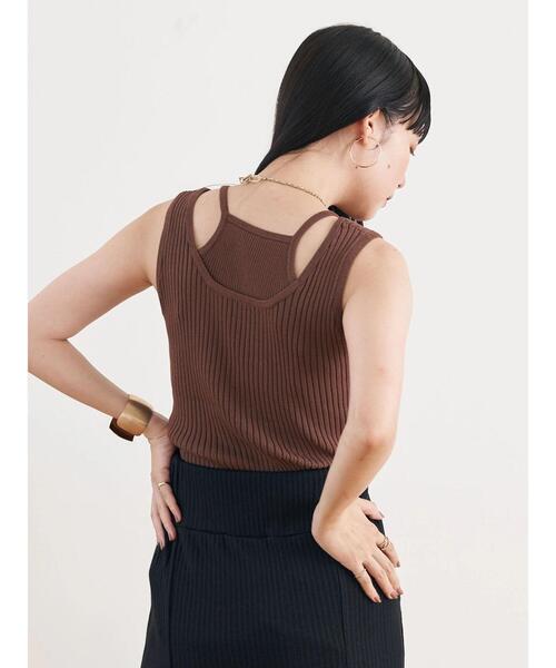 earth music&ecology（アースミュージックアンドエコロジー）の「リサイクルポリエステルブレンドニットタンクトップ（タンクトップ・レディース・アイボリー/ブラック/モカ/ブルーグレー・S/M）」の5枚目の写真