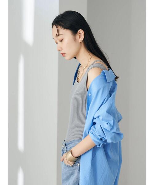 earth music&ecology（アースミュージックアンドエコロジー）の「リサイクルポリエステルブレンドニットタンクトップ（タンクトップ・レディース・アイボリー/ブラック/モカ/ブルーグレー・S/M）」の19枚目の写真