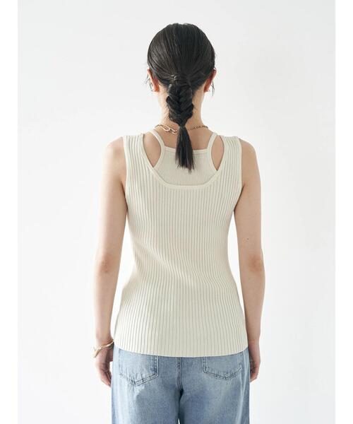 earth music&ecology（アースミュージックアンドエコロジー）の「リサイクルポリエステルブレンドニットタンクトップ（タンクトップ・レディース・アイボリー/ブラック/モカ/ブルーグレー・S/M）」の13枚目の写真