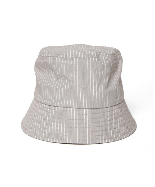 UNDECORATED（アンデコレイテッド）の「UNDECORATED アンデコレイテッド / Cotton Stripe Hat コットンストライプ バケットハット / UDS23902（ハット・メンズ・ブラウン/ブルー・1/3）」の2枚目の写真