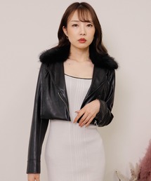 ファーカラークロップドスエードジャケット