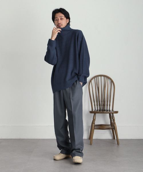 ZIP FIVE(ジップファイブ)の「【ZIP FIVE】 あぜ編み ベーシック オーバー タートルネック ニット セーター(ニット/セーター・レディース・ブラック/ダークグリーン/ベージュ/ネイビー/グレー/アイボリー・MEDIUM/LARGE/X-LARGE)」の12枚目の写真