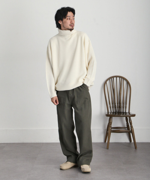 ZIP FIVE(ジップファイブ)の「【ZIP FIVE】 あぜ編み ベーシック オーバー タートルネック ニット セーター(ニット/セーター・レディース・ブラック/ダークグリーン/ベージュ/ネイビー/グレー/アイボリー・MEDIUM/LARGE/X-LARGE)」の14枚目の写真