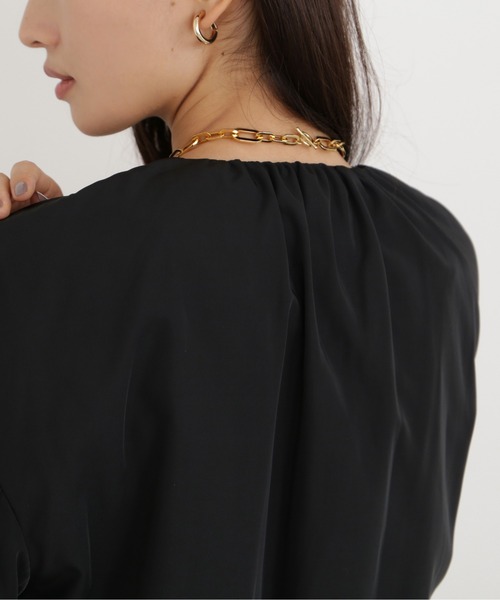 NATURAL BEAUTY BASIC（ナチュラルビューティーベーシック）の「ギャザーネックＭＡ－１（MA-1・レディース・ブラック/オフホワイト・MEDIUM）」の8枚目の写真