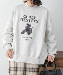 オーバーサイズ ドッグプリントロゴスウェット