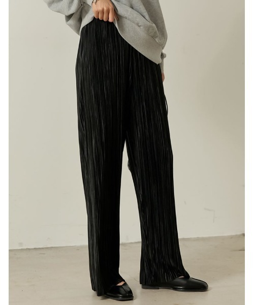 Re:EDIT（リエディ）の「[低身長サイズ有]グロッシーサテンプリーツストレートパンツ（その他パンツ・レディース・チャコールグレー/アイボリー/ブラック/グレイッシュベージュ・SHORT/MEDIUM/LARGE）」の17枚目の写真