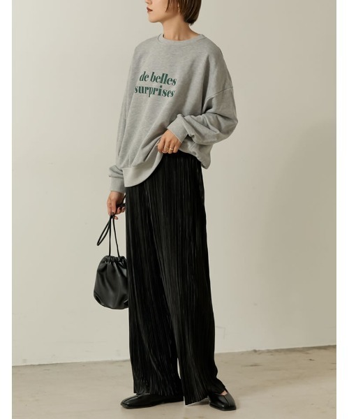 Re:EDIT（リエディ）の「[低身長サイズ有]グロッシーサテンプリーツストレートパンツ（その他パンツ・レディース・チャコールグレー/アイボリー/ブラック/グレイッシュベージュ・SHORT/MEDIUM/LARGE）」の11枚目の写真