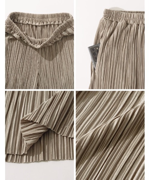 Re:EDIT（リエディ）の「[低身長サイズ有]グロッシーサテンプリーツストレートパンツ（その他パンツ・レディース・チャコールグレー/アイボリー/ブラック/グレイッシュベージュ・SHORT/MEDIUM/LARGE）」の19枚目の写真
