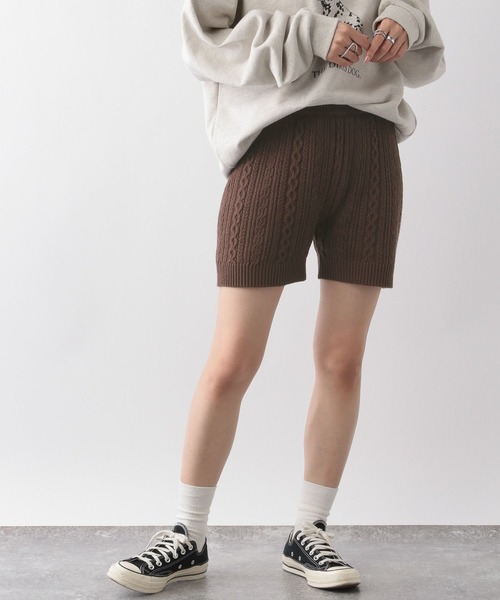 RAGEBLUE（レイジブルー）の「ニットショートパンツ（スウェットパンツ・レディース・ホワイト/ブラウン・FREE）」の9枚目の写真