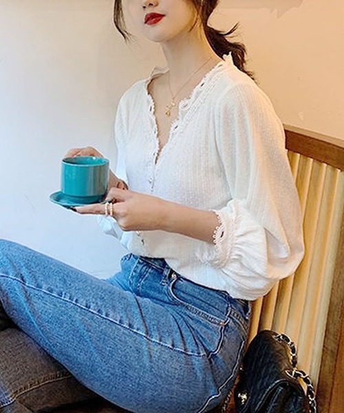 Primazel（プリマゼル）の「長袖スカラッププルオーバー（Tシャツ/カットソー・レディース・ホワイト/ブラック・M/L）」の10枚目の写真