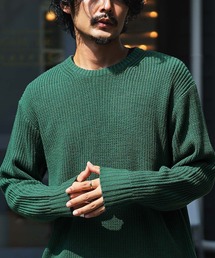 クルーネック ワッフル畦編み ニット セーター