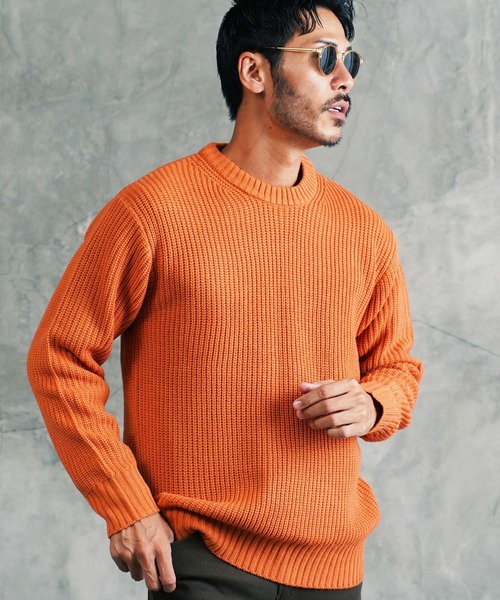 jiggys shop（ジギーズショップ）の「クルーネック ワッフル畦編み ニット セーター（ニット/セーター・メンズ・ブルー系その他/グリーン系その他/グレー系その他2/ベージュ系その他/ブラウン系その他/ホワイト系その他/グレー系その他/ブラック系その他2/ブラック系その他/ブルー系その他2/レッド系その他/グレー系その他3/グリーン系その他2/ブルー系その他3/グレー系その他4/オレンジ系その他・SMALL/MEDIUM/LARGE/X-LARGE）」の16枚目の写真