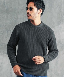 クルーネック ワッフル畦編み ニット セーター