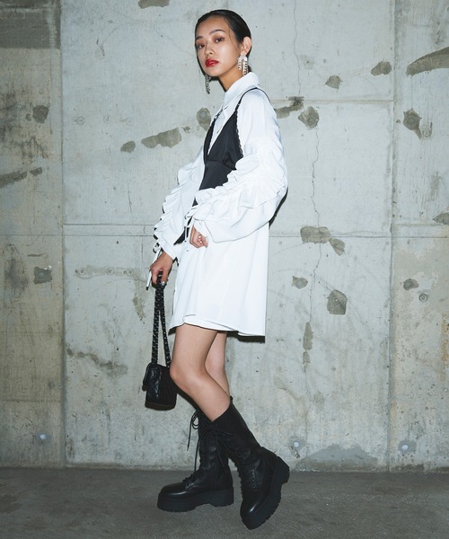 Narcissus（ナルシス）の「【Narcissus】ソデシャーリングブラウス（シャツ/ブラウス・レディース・ホワイト/ブラック・FREE）」の4枚目の写真