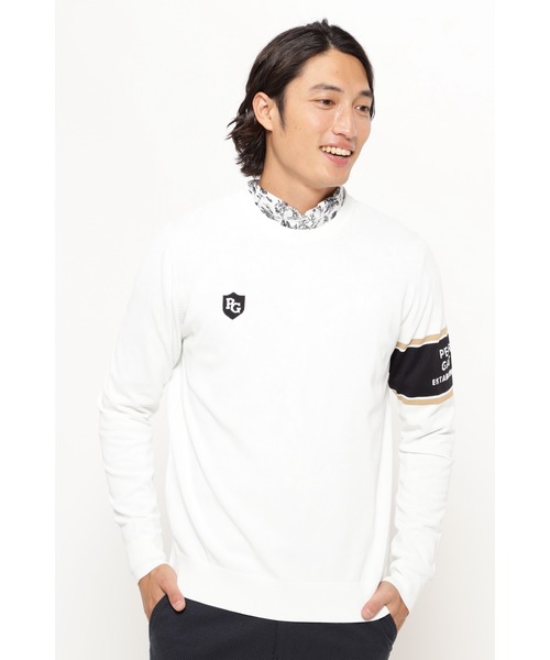 【PEARLY GATES】光栓ポリエステル クルーネック ニットプルオーバー