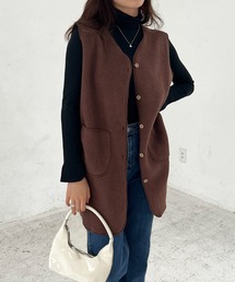 Lamoa | Lamoa/ノーカラー ロング ボアベスト(ベスト)