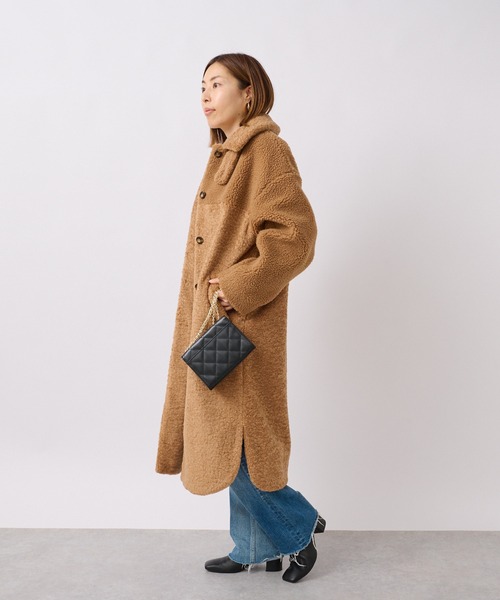 RIVE DROITE（リヴドロワ）の「エコボア×エコファーステンカラーコート（ステンカラーコート・レディース・グレー系その他/キャメル・FREE）」の5枚目の写真