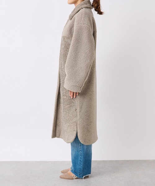 RIVE DROITE（リヴドロワ）の「エコボア×エコファーステンカラーコート（ステンカラーコート・レディース・グレー系その他/キャメル・FREE）」の6枚目の写真