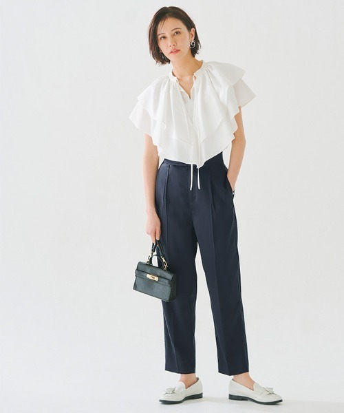 RASW（ラス）の「［RASW］サテンタックテーパードパンツ（スラックス・レディース・ダークネイビー/キャメル・S/M/L）」の15枚目の写真