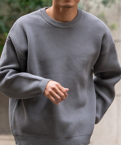 CavariA（キャバリア）の「『CavariA/キャバリア』5G畦編みクルーネックニットプルオーバー（ニット/セーター・メンズ・グレー/ピンク系その他/オフホワイト/ブラック/ベージュ・M/L）」の3枚目の写真