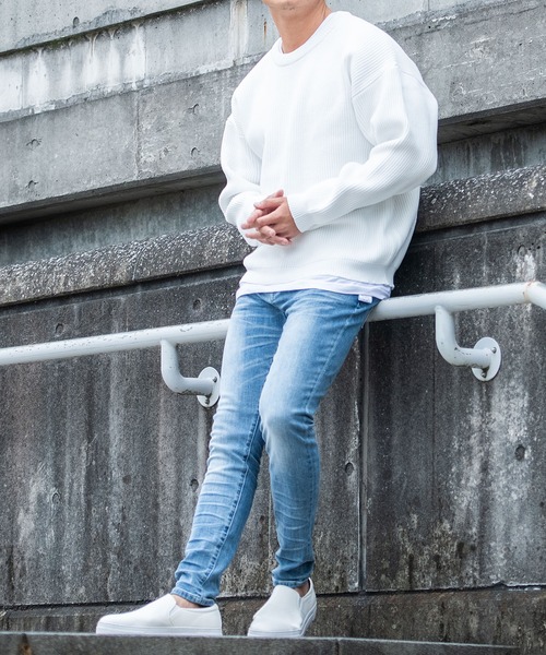 CavariA（キャバリア）の「『CavariA/キャバリア』5G畦編みクルーネックニットプルオーバー（ニット/セーター・メンズ・グレー/ピンク系その他/オフホワイト/ブラック/ベージュ・M/L）」の7枚目の写真