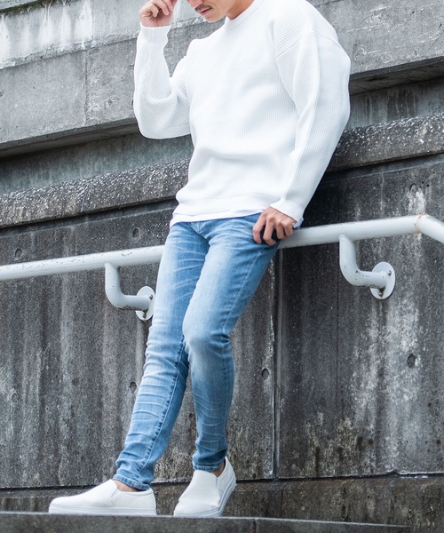 CavariA（キャバリア）の「『CavariA/キャバリア』5G畦編みクルーネックニットプルオーバー（ニット/セーター・メンズ・グレー/ピンク系その他/オフホワイト/ブラック/ベージュ・M/L）」の8枚目の写真