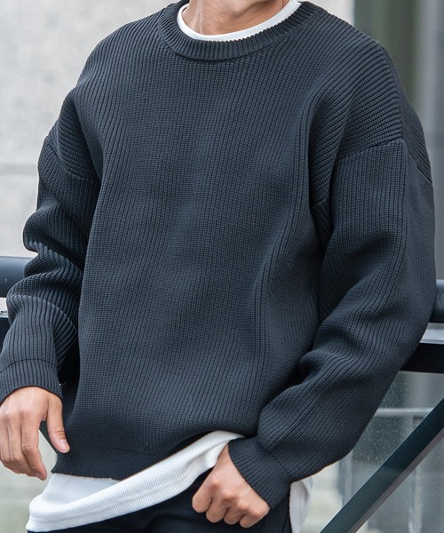 CavariA（キャバリア）の「『CavariA/キャバリア』5G畦編みクルーネックニットプルオーバー（ニット/セーター・メンズ・グレー/ピンク系その他/オフホワイト/ブラック/ベージュ・M/L）」の10枚目の写真