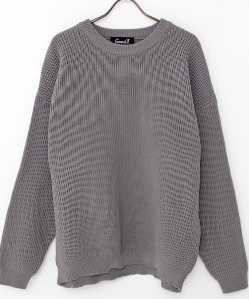 CavariA（キャバリア）の「『CavariA/キャバリア』5G畦編みクルーネックニットプルオーバー（ニット/セーター・メンズ・グレー/ピンク系その他/オフホワイト/ブラック/ベージュ・M/L）」の13枚目の写真