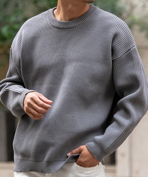 CavariA（キャバリア）の「『CavariA/キャバリア』5G畦編みクルーネックニットプルオーバー（ニット/セーター・メンズ・グレー/ピンク系その他/オフホワイト/ブラック/ベージュ・M/L）」の15枚目の写真