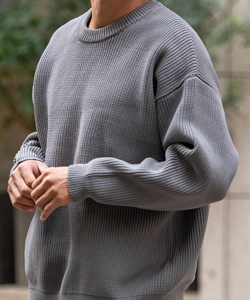 CavariA（キャバリア）の「『CavariA/キャバリア』5G畦編みクルーネックニットプルオーバー（ニット/セーター・メンズ・グレー/ピンク系その他/オフホワイト/ブラック/ベージュ・M/L）」の16枚目の写真