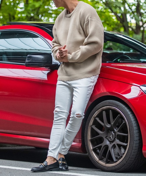 CavariA（キャバリア）の「『CavariA/キャバリア』5G畦編みクルーネックニットプルオーバー（ニット/セーター・メンズ・グレー/ピンク系その他/オフホワイト/ブラック/ベージュ・M/L）」の19枚目の写真