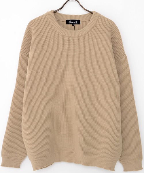 CavariA（キャバリア）の「『CavariA/キャバリア』5G畦編みクルーネックニットプルオーバー（ニット/セーター・メンズ・グレー/ピンク系その他/オフホワイト/ブラック/ベージュ・M/L）」の18枚目の写真