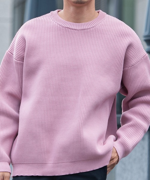 CavariA（キャバリア）の「『CavariA/キャバリア』5G畦編みクルーネックニットプルオーバー（ニット/セーター・メンズ・グレー/ピンク系その他/オフホワイト/ブラック/ベージュ・M/L）」の21枚目の写真