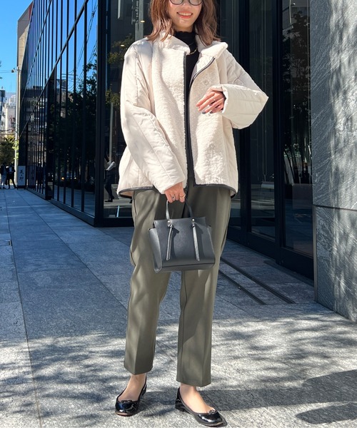 Chez toi(シェトワ)の「ボア×中綿スタンドネックジャケット(ダウンジャケット/コート・レディース・オフホワイト/ブラック/ベージュ・FREE)」の16枚目の写真